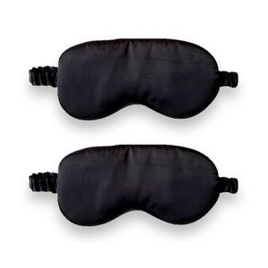 Set Of 2 Black Sleep Masks Night Cover Eye Sleeping Silk Satin Unisex
